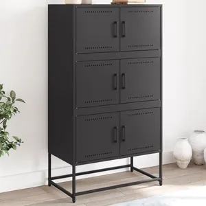 vidaXL Buffet noir 68,5x38,5x123,5 cm acier pas cher