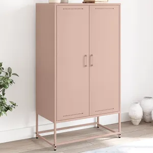 vidaXL Buffet haut rose 68,5x38,5x123,5 cm acier pas cher