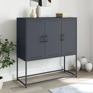 vidaXL Buffet haut anthracite 100,5x39x107 cm acier pas cher