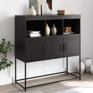 vidaXL Buffet noir 100,5x39x107 cm acier laminé à froid pas cher