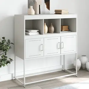 vidaXL Buffet blanc 100,5x39x107 cm acier laminé à froid pas cher