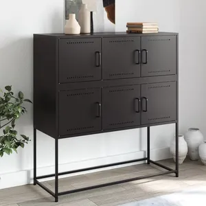 vidaXL Buffet noir 100,5x39x107 cm acier laminé à froid pas cher