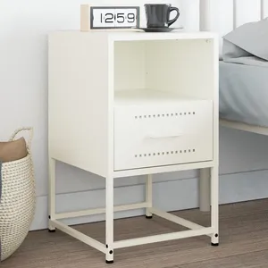 vidaXL Table de chevet blanc 36x39x60,5 cm acier pas cher