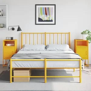 vidaXL Tables de chevet 2 pcs jaune moutarde 36x39x78 cm acier pas cher