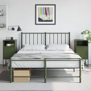 Comparateur de prix : vidaXL Tables de chevet 2 pcs vert olive 36x39x78 cm acier