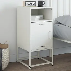vidaXL Table de chevet blanc 36x39x78 cm acier pas cher