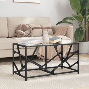 vidaXL Table basse avec dessus en verre noir 78,5x40x41 cm acier pas cher