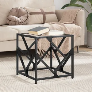 vidaXL Table basse avec dessus en verre transparent 40x40x41 cm acier pas cher