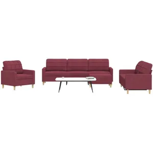 vidaXL Ensemble de canapés 4 pcs avec repose-pied rouge bordeaux tissu pas cher