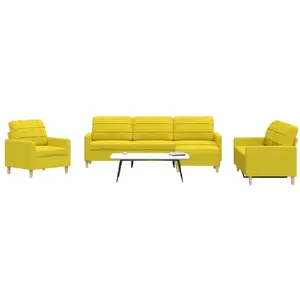 vidaXL Ensemble de canapés 4 pcs avec repose-pied jaune clair tissu pas cher