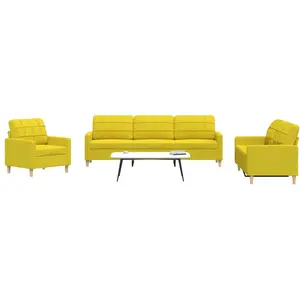 vidaXL Ensemble de canapés 3 pcs jaune clair tissu pas cher