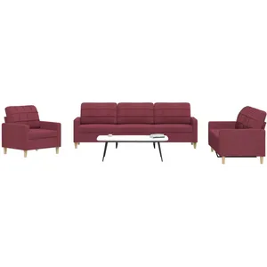 vidaXL Ensemble de canapés 3 pcs rouge bordeaux tissu pas cher