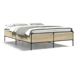 VIDAXL Bedframe bewerkt hout metaal sonoma eikenkleurig 140x200 cm3279798 pas cher