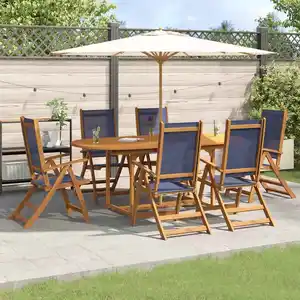 vidaXL Ensemble à manger de jardin 7pcs bois d'acacia solide textilène pas cher