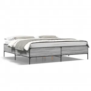 VIDAXL Bedframe bewerkt hout metaal grijs sonoma eiken 180x200 cm3279785 pas cher