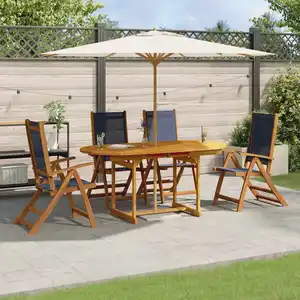 vidaXL Ensemble à manger de jardin 5pcs bois d'acacia solide textilène pas cher