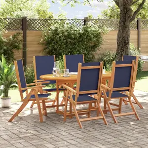 vidaXL Ensemble à manger de jardin 7pcs bois d'acacia solide textilène pas cher