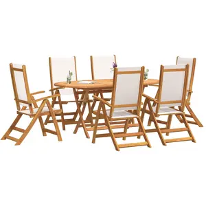 Comparateur de prix : vidaXL Ensemble à manger de jardin 7pcs bois d'acacia solide textilène