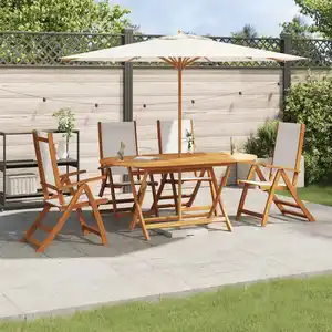 vidaXL Ensemble à manger de jardin 5pcs bois d'acacia solide textilène pas cher