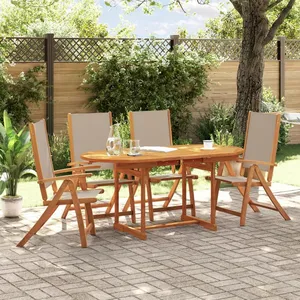 vidaXL Ensemble à manger de jardin 5pcs bois d'acacia solide textilène pas cher