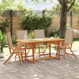 vidaXL Ensemble à manger de jardin 5pcs bois d'acacia solide textilène pas cher