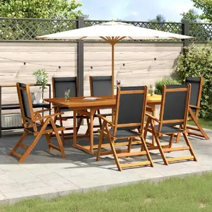 vidaXL Ensemble à manger de jardin 7pcs bois d'acacia solide textilène pas cher