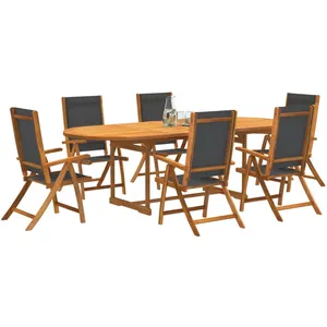 vidaXL Ensemble à manger de jardin 7pcs bois d'acacia solide textilène pas cher