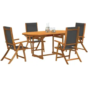 vidaXL Ensemble à manger de jardin 5pcs bois d'acacia solide textilène pas cher