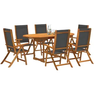 vidaXL Ensemble à manger de jardin 7pcs bois d'acacia solide textilène pas cher