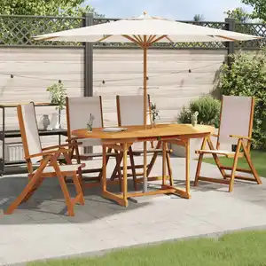 vidaXL Chaises pliables de jardin lot de 4 bois d'acacia et textilène pas cher