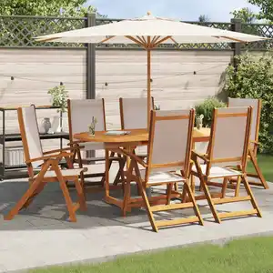 vidaXL Chaises pliables de jardin lot de 6 bois d'acacia et textilène pas cher