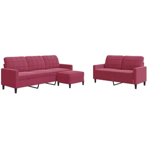 vidaXL Ensemble de canapés 3 pcs avec coussins Rouge bordeaux Velours pas cher