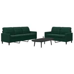 vidaXL Ensemble de canapés 2 pcs avec coussins Vert foncé Velours pas cher