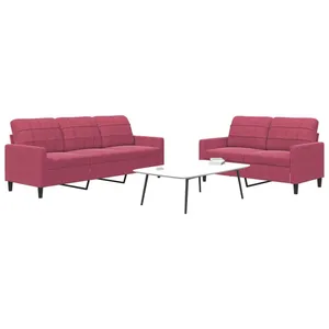 vidaXL Ensemble de canapés 2 pcs avec coussins Rouge bordeaux Velours