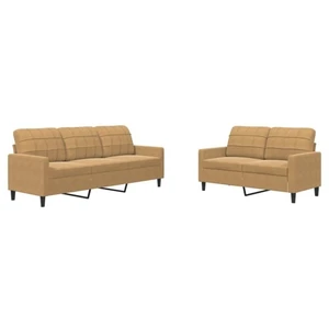 vidaXL Ensemble de canapés 2 pcs avec coussins Marron Velours pas cher
