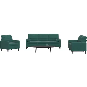 vidaXL Ensemble de canapés 3 pcs avec coussins et traversins velours