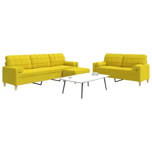 vidaXL Ensemble de canapés 3 pcs repose-pied et coussins décoratifs pas cher