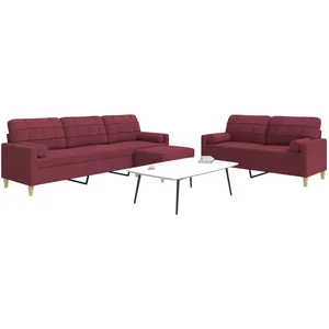 vidaXL Ensemble de canapés 3 pcs repose-pied et coussins décoratifs pas cher