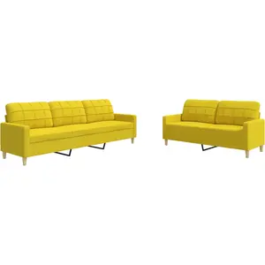 vidaXL Ensemble de canapés 2 pcs jaune clair tissu pas cher