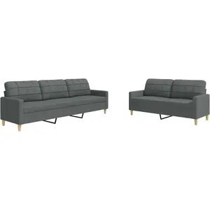vidaXL Ensemble de canapés 2 pcs gris foncé tissu