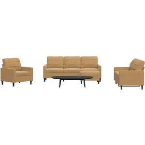 vidaXL Ensemble de canapés 4 pcs avec coussins Marron Velours pas cher