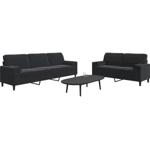 vidaXL Ensemble de canapés 2pcs et coussins et traversins noir velours pas cher