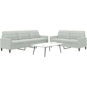 vidaXL Ensemble de canapés 2 pcs avec coussins Gris clair Velours pas cher