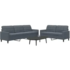 vidaXL Ensemble de canapés 2 pcs avec coussins Gris foncé Velours pas cher