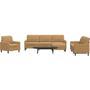 vidaXL Ensemble de canapés 4 pcs avec coussins Marron Velours pas cher