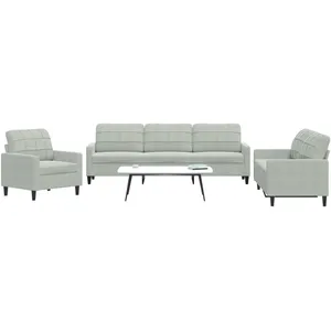 vidaXL Ensemble de canapés 3 pcs avec coussins Gris clair Velours pas cher