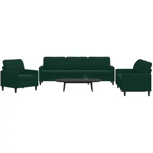 Comparateur de prix : vidaXL Ensemble de canapés 3 pcs avec coussins Vert foncé Velours