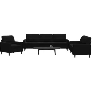 Comparateur de prix : vidaXL Ensemble de canapés 3 pcs avec coussins Noir Velours