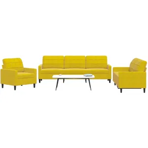 vidaXL Ensemble de canapés 3 pcs avec coussins Jaune Velours pas cher