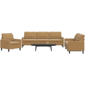 vidaXL Ensemble de canapés 3 pcs avec coussins Marron Velours pas cher
